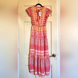 Bohemian Pink and Orange Maxi Dress